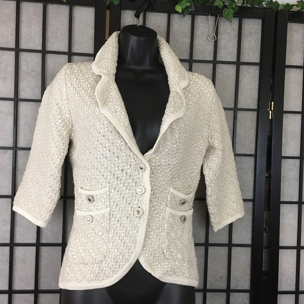Sequined Off-white  button down blazer size XS